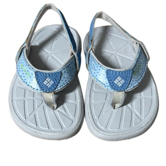 Columbia Techsun Kids Sandals Flip Flops Removable Back Strap Dots Blue Size 7 - Picture 1 of 5